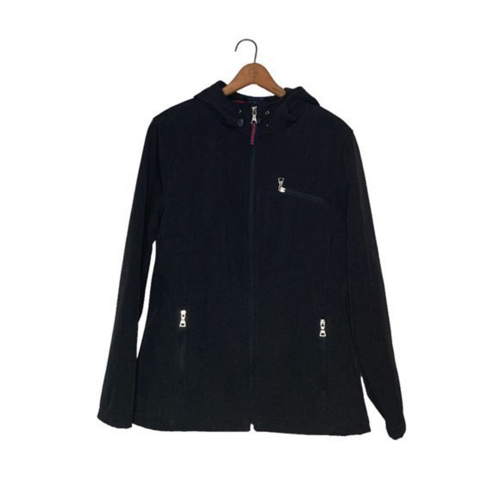 Tommy Hilfiger‎ L Black Softshell Fleece Lined Water Resistant Hooded Jacket